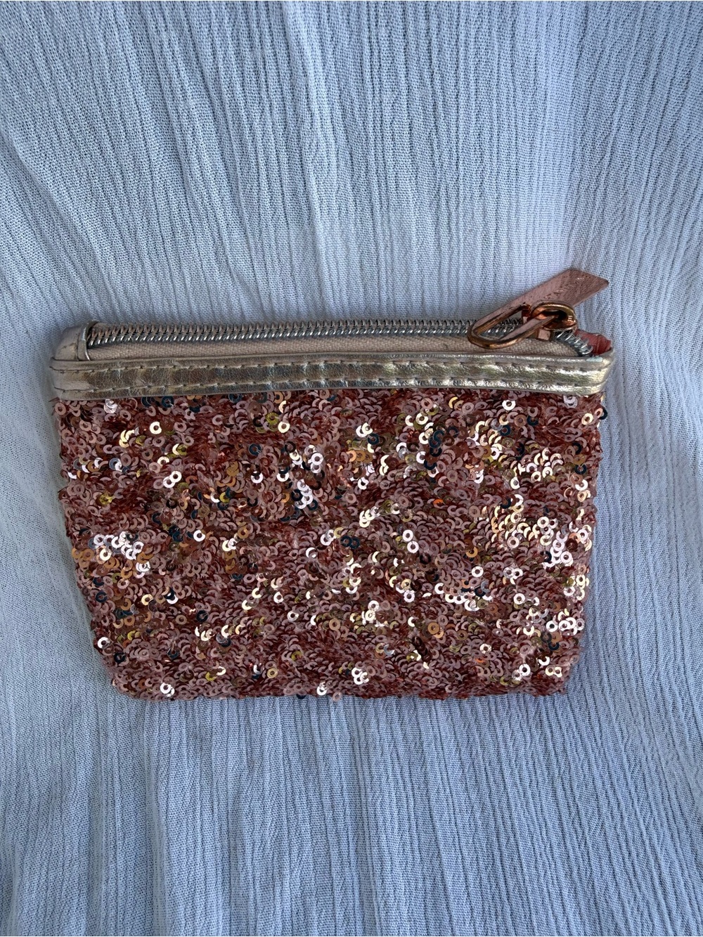 Sequin Zip Pouch - Rose Gold